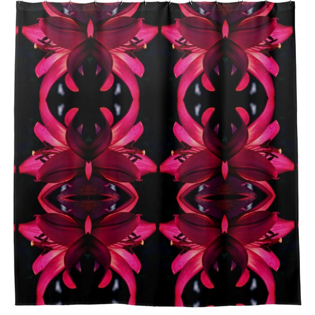 Red Lily Floral Abstract Art Pattern      Shower Curtain (Front)