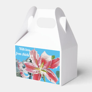 Red Lily Floral Tea Party Cake Favour Boxes