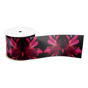 Red Lily Flower Abstract Satin Ribbon