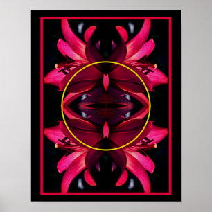 Red Lily Flower Frame Create Your Own Photo Poster