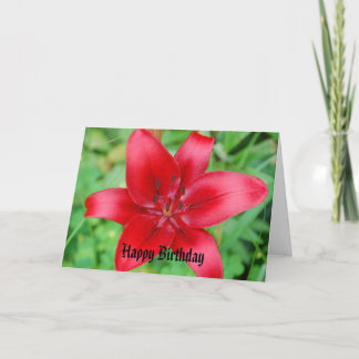 Red Lily Happy Birthday Card