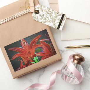 Red Lily-Textured by Shirley Taylor Rectangular Sticker