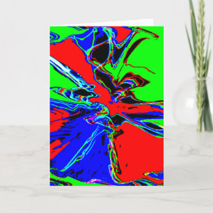 Red Lime Green Blue Abstract Pinwheel Flower Card
