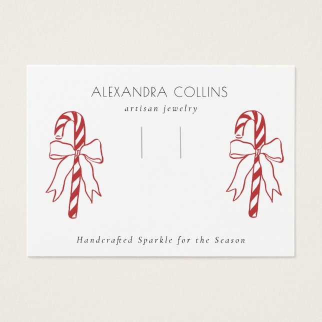 Red Line Art Candy Cane & Bow Hairclip Display  (Front)