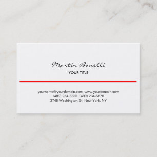 Red Line Black White Handwriting Business Card