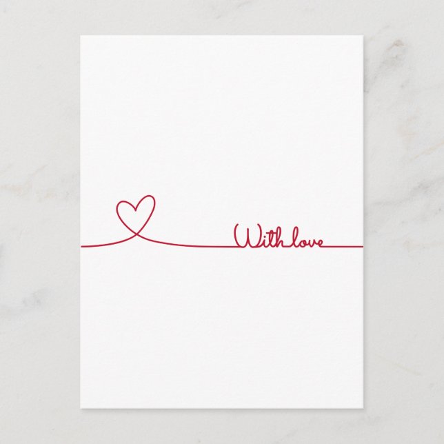 red line drawing heart with love postcard (Front)