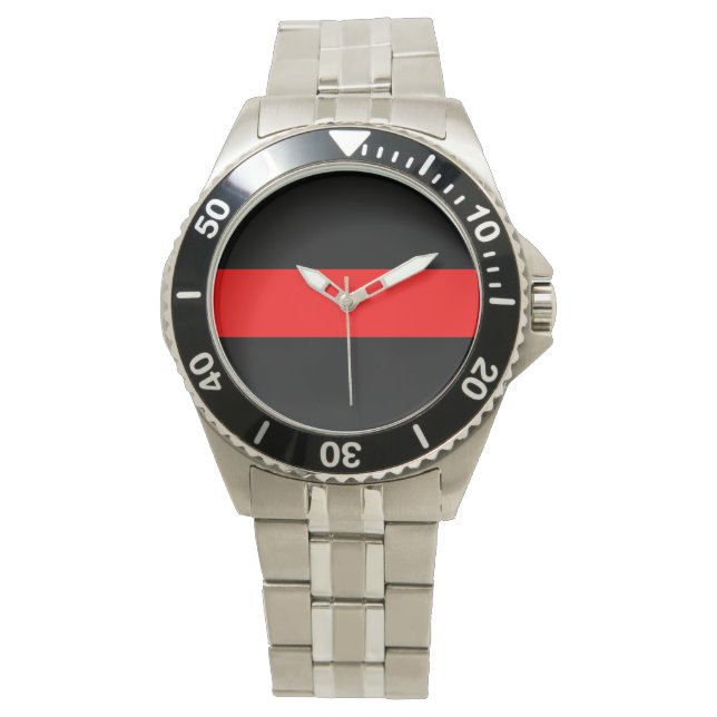 Red Line Firefighter Men's Stainless Steel Watch (Front)