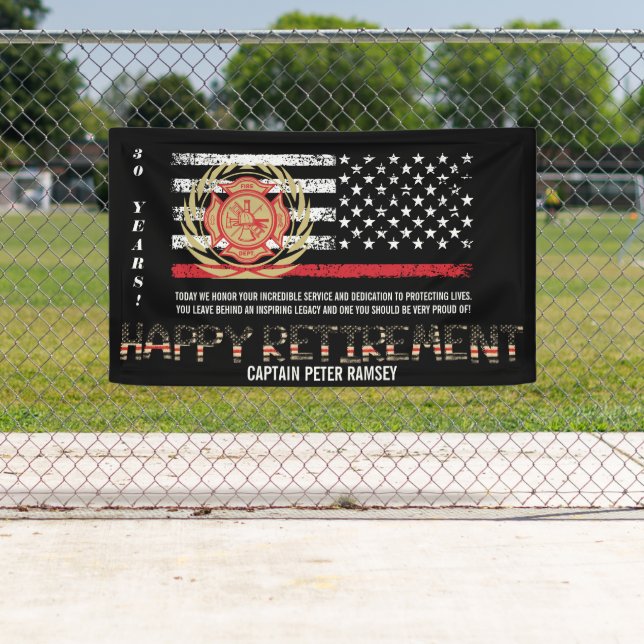 Red Line Flag | Fire Department Retirement Banner (Insitu)