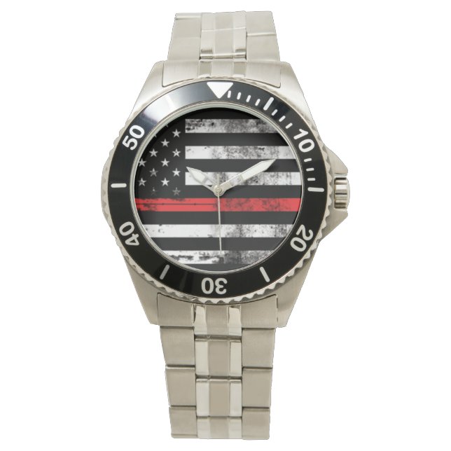Red Line Flag Firefighter Men's Watch (Front)