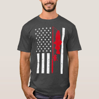 Red Line Flag Fish Firefighter Fishing Patriotic T-Shirt