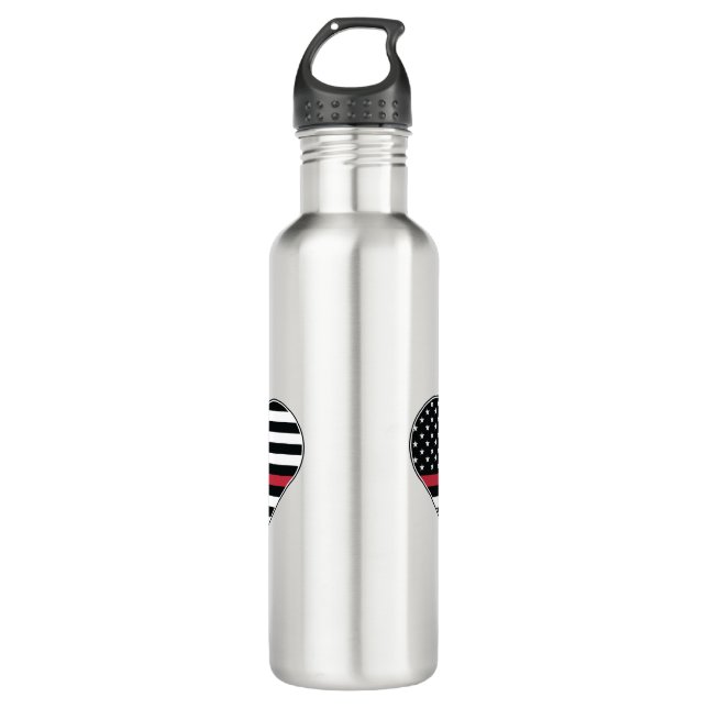 Red Line Flag Heart 710 Ml Water Bottle (Front)