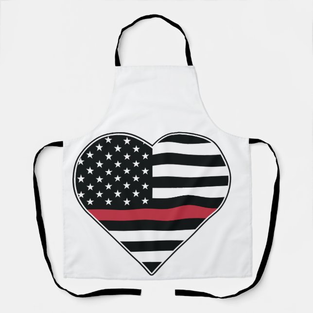 Red Line Flag Heart Apron (Front)