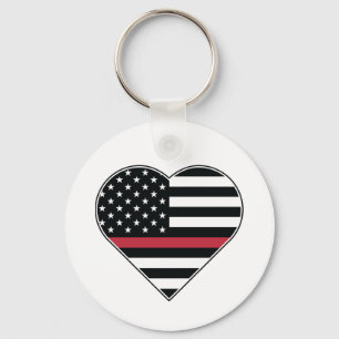 Red Line Flag Heart Key Ring