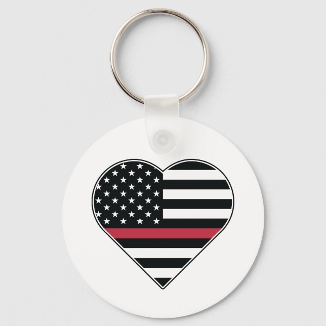 Red Line Flag Heart Key Ring (Front)