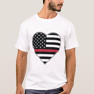 Red Line Flag Heart T-Shirt