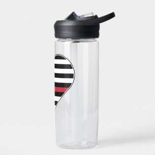 Red Line Flag Heart Water Bottle