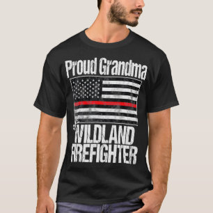 Red Line Flag Shirt Proud Grandma of a Wildland Fi