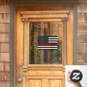 Red Line Flag Window Sign, Fireman, American Flag