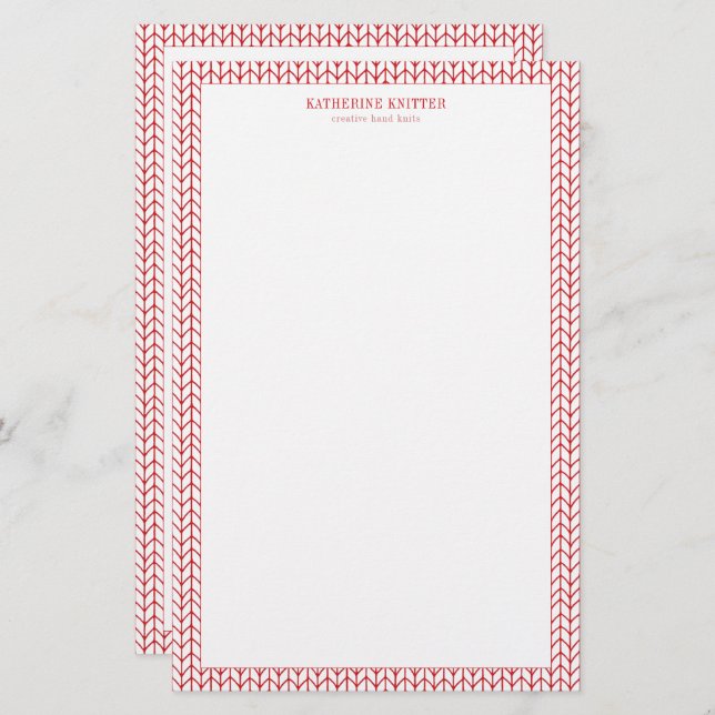 RED LINE KNIT 5.5x8.5 Business Stationery (Front/Back)