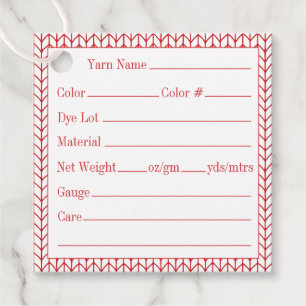 RED LINE KNIT BIZ ID 2" Square Yarn Tags