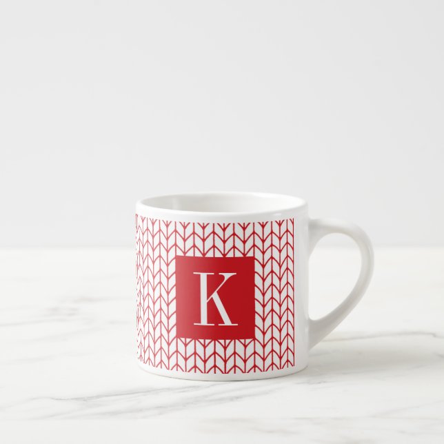 RED LINE KNIT Espresso Cup + Initial II (Right)