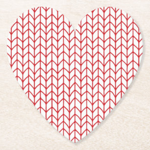 RED LINE KNIT Heart Shape Paper Coasters