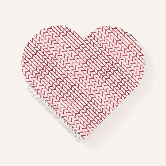 RED LINE KNIT Heart Shape Spiral Notebook  (Front)