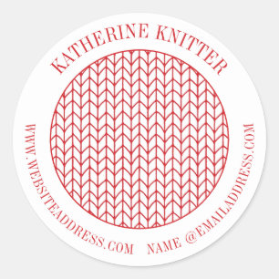 RED LINE KNIT Large Round Business Labels / Seals