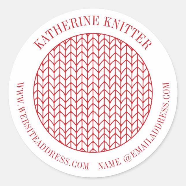 RED LINE KNIT Large Round Business Labels / Seals (Front)