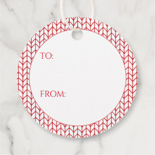 RED LINE KNIT Round Gift Tags