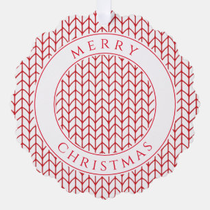 RED LINE KNIT Scalloped Paper Ornament Card