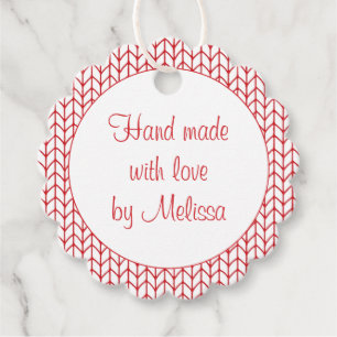 RED LINE KNIT Scalloped Round "Hand Made" Tags