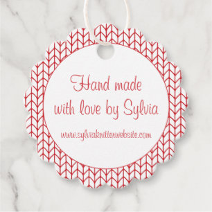 RED LINE KNIT Scalloped Round "Hand Made" Tags
