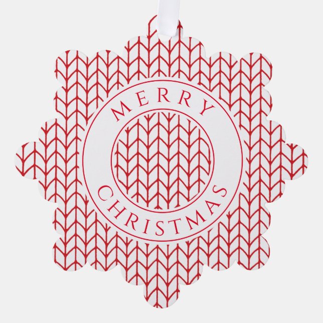 RED LINE KNIT Snowflake Paper Ornament Card (Front)