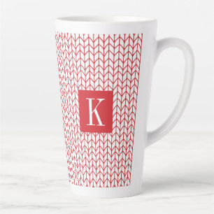 RED LINE KNIT Tall Latte Mug + Initial II