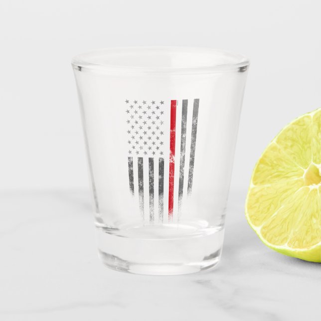 RED LINE Vintage American Flag Shot Glass (Front)