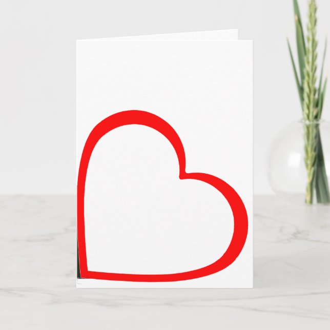 Red Lined Heart On Side Minimalist  Card (Front)