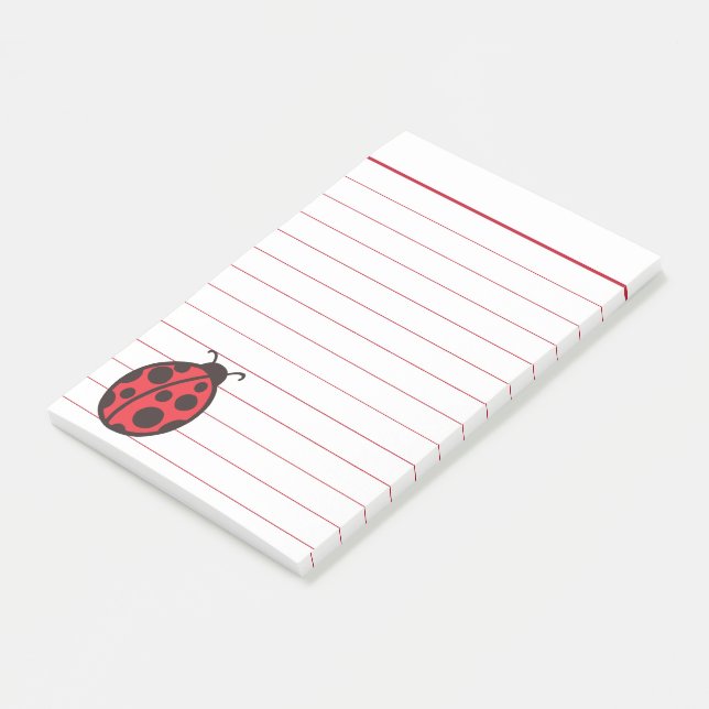 Red Lined Ladybug Post It Notes (Angled)