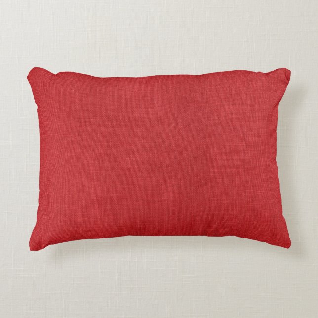 Red Linen Texture Photo Decorative Cushion (Front)