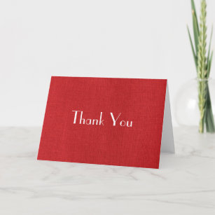 Red Linen Texture Photo Thank You Card