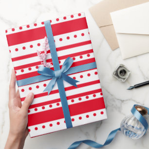 Red Lines and Dots Christmas Wrapping Paper