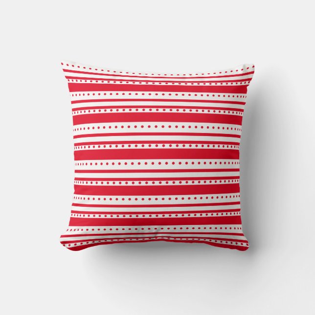 Red Lines and Dots Geometric  Cushion (Front)