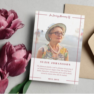 Red Lines In Loving Memory Photo Announcement