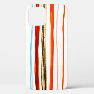 Red Lines Pattern. Horizontal Stroke Illustration. iPhone 12 Case