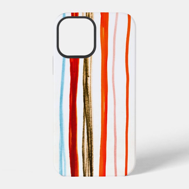 Red Lines Pattern. Horizontal Stroke Illustration. iPhone Case (Back)