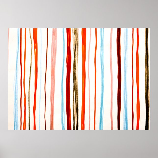 Red Lines Pattern. Horizontal Stroke Illustration. Poster (Front)