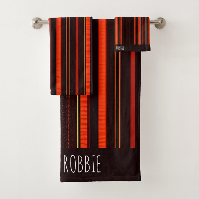 Red lines vertical different shade Minimal Pattern Bath Towel Set (Insitu)