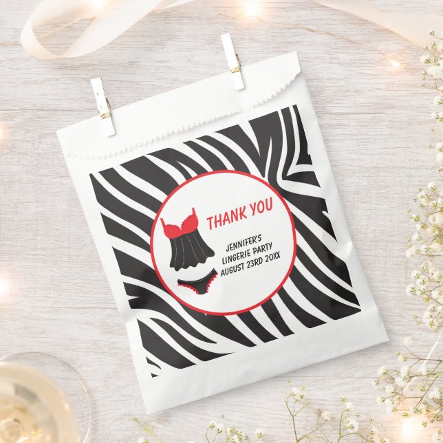 Red Lingerie Party Thank You Favour Bag (Clipped)