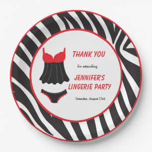 Red Lingerie Party Thank You Paper Plate