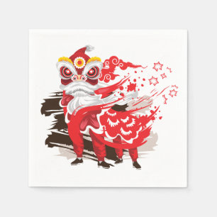 Red Lion Dancer Illustration Napkin